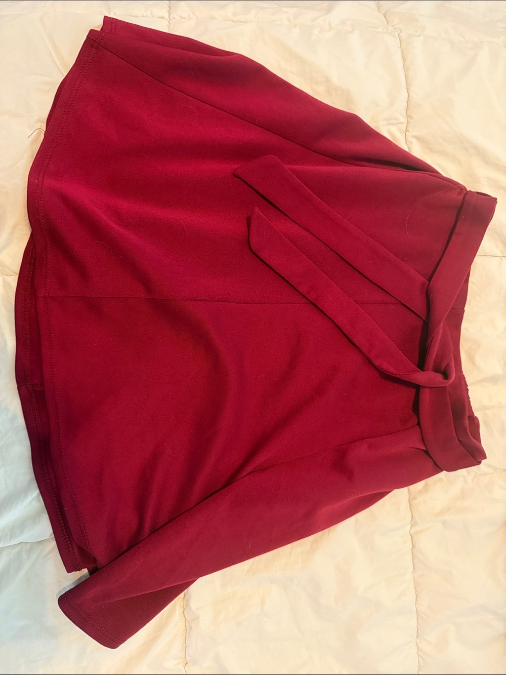 Red skirt with tie detail